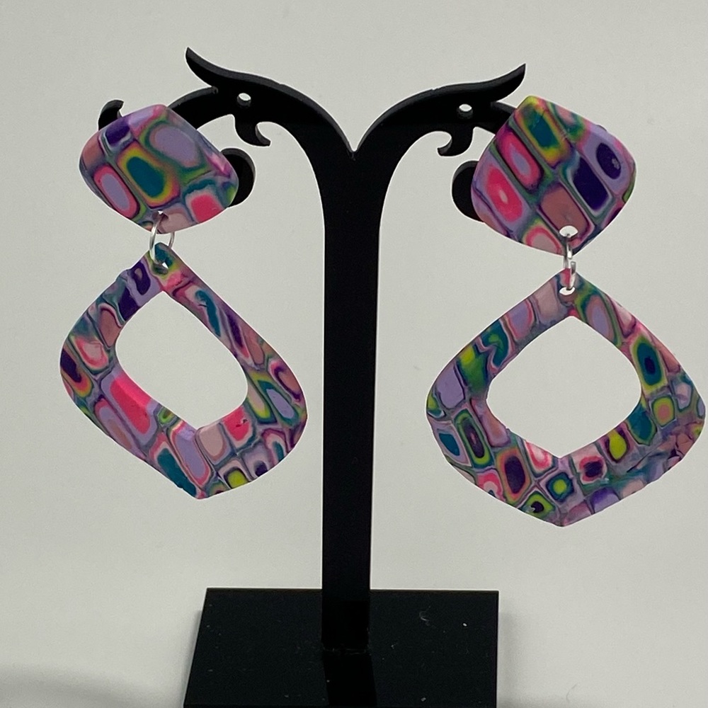 Unique Handmade Polymer Clay Stud Earrings - Picture 5 of 14